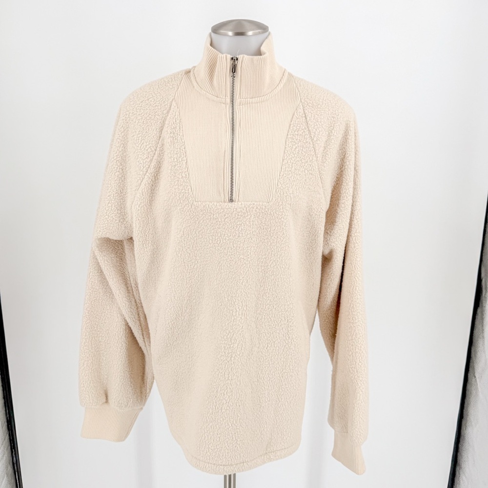Princess Polly Cream Zip-Up Sweatshirt